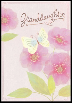 Tarjeta de felicitación - Flor mariposa - Para nieta - Cumpleaños - 0344 Foto 1 de 2