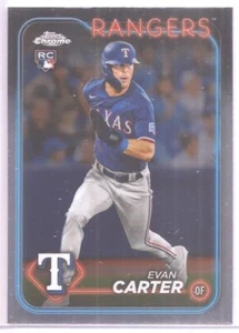 2024 TOPPS CHROME - # 136 - EVAN CARTER - ROOKIE CARD - TEXAS RANGERS - Picture 1 of 2