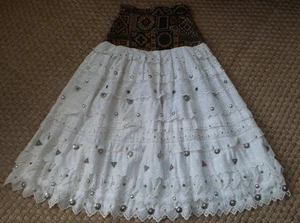 Vtg Lace Eyelet SKIRT cowgirl western COUNTRY TIERED Farouche Uomo E Donna lined - Bild 1 von 12