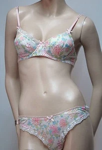 Reggiseno sottofilo Sarah Fisk miele 34B e mutandine perizoma - piccolo - nuovo con etichette - Foto 1 di 7