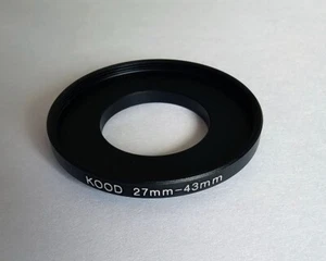 STEP UP ADAPTER 27MM-43MM STEPPING RING 27MM TO 43MM 27-43 FILTER ADAPTOR - Picture 1 of 3