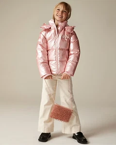 NWT J.Crew Crewcuts $198 Girls classic metallic puffer jacket with PrimaLoft®/XL - Picture 1 of 11