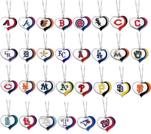 glitter heart necklace swirl charm MLB Pick your team Cover