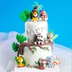 Elephant Giraffe Lion Monkey Cake Topper Birthday Party Supplies - Picture 1 of 13
