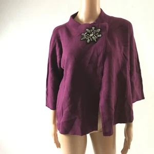 JM Collection Petite Women’s Sweater Cardigan Size MP Pickled Beet Purple New - Picture 1 of 5