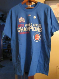 2016 Serie Mundial Campeones Chicago Cubs Camiseta Majestuosa Béisbol Talla L Azul - Imagen 1 de 5