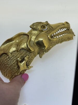 Hebilla de cinturón grande única Christopher Ross tono dorado dragón aprox. Años 80 6"" Foto 1 de 4