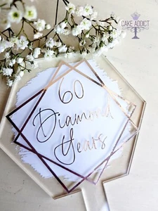 Personalised Acrylic Cake Topper -Wedding Anniversary/Gold/ Diamond/ Silver/Ruby - Picture 1 of 5
