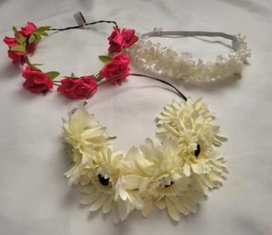 3 Claire's Head Wreaths-Head dress Floral Rose, Daisy, Boho Festival New - Picture 1 of 10