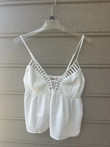 Willow + Root White Large Boho Tank Top Cami Blouse - Picture 1 of 2