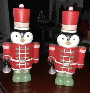 Holiday Time Soldier Penguin 10 Inch Set By New Home - Picture 1 of 3