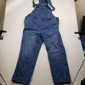Old Navy Women's 16 Denim Bib Overalls medium Blue Wash Cotton Buttons 38x27 - Picture 1 of 14