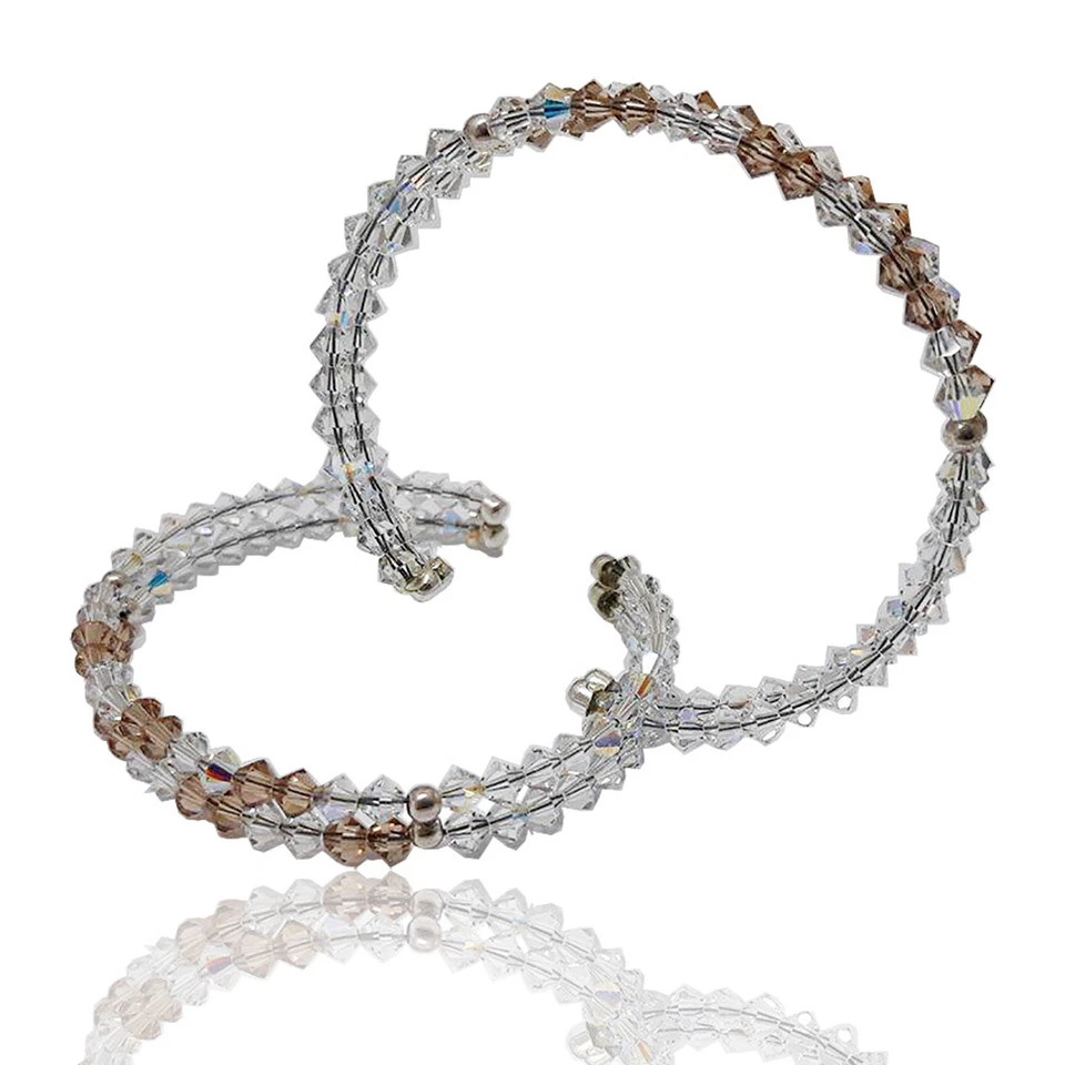 Bracciale schiava a 2 fili in argento con cristalli swarovski aurore boreale - Immagine 1 di 1