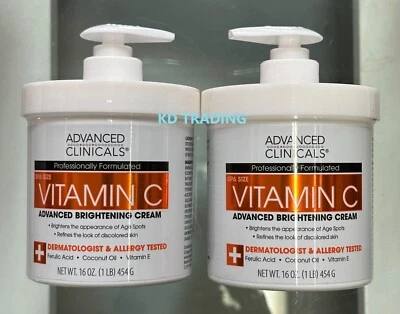 2-Pk ADVANCED CLINICALS Spa Size VITAMIN C Acne Dark Age Spots BRIGHTENING CREAM - Image 1 of 4