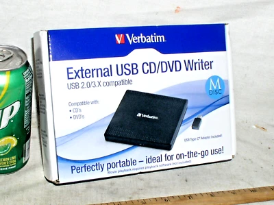 NEW Verbatim 71123 External Slimline Portable CD/DVD Writer USB 2.0/3.X Black - Image 1 of 4