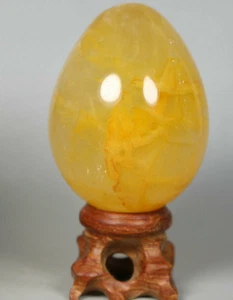 NATURAL Yellow PHANTOM MULTI-INCLUSIONS Rainbow Quartz CRYSTAL Sphere Egg Stone - Picture 1 of 11
