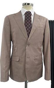 Traje Hombre Marrón Claro Barro 46 48 50 52 Fresco Lana Made IN Italy Verano - Imagen 1 de 15