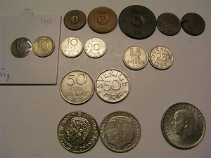 schwedische Münze Schweden 1 2 5 10 25 50 Öre 1 Krone 5 Kronen 1950-1999 Silber - Bild 1 von 1