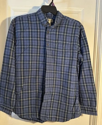 L.L. Bean Men's Long Sleeve Cotton Flannel Shirt Blue, Plaid, Button-Up, Size L - Image 1 of 4