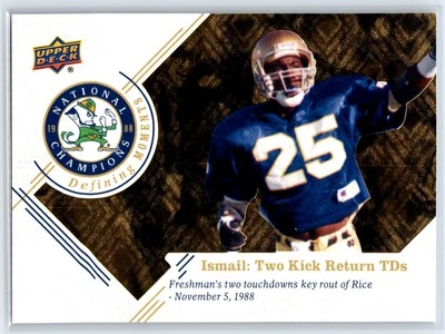 2017 Upper Deck Notre Dame 1988 Champions Rocket Ismail Defining Moments Insert - Image 1 of 2