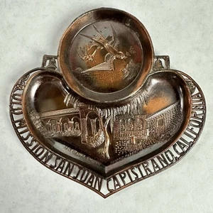 Vintage Copper Metal Old Mission San Juan Capistrano California Plate Ash Tray - Picture 1 of 4