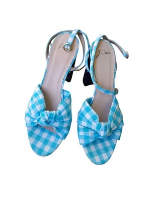 Sandalia Stella anudada de guinga colección para mujer J.Crew con tacón brillante talla 8,5 Foto 1 de 4