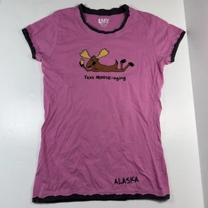 Lazy One Junior Fitted Kurzarm T-Shirt Pink Alaska Elch Lustig Größe XS - Bild 1 von 12