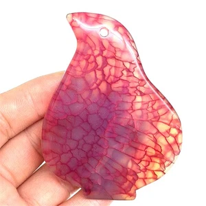 Natural Rose Red Dragon Patterned Agate Bird Shape Pendants Bead Necklace - Foto 1 di 2