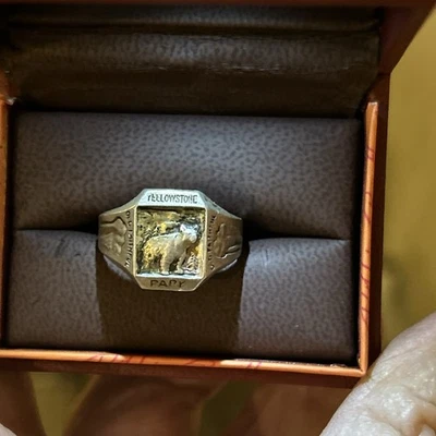 RARE!! 1930s Antique Yellowstone National Park  Old Faithful Bear Souvenir Ring - Image 1 of 4
