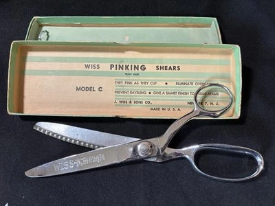 Vintage WISS Pinking Shears Scissors 1950's Model C Heavy Chrome w/ Box EUC - Image 1 of 2