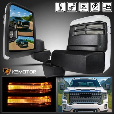 Fits 2019-2025 GMC Sierra 1500 Power Heated Tow Mirrors+Smoke LED Signal+Blind - Image 1 of 4
