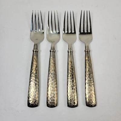 Cubiertos Pottery Barn 4 tenedores de cena PBN41 acero inoxidable martillado pesado 18/10 Foto 1 de 4