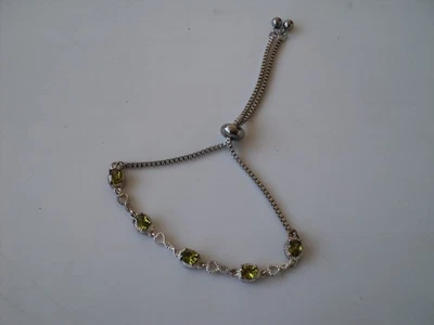 Peridot 5 5x3mm oval sterling silver bolo bracelet DAD143 - Image 1 of 3