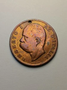 1894 Italy 10 Centesimi (Holed) - Picture 1 of 6