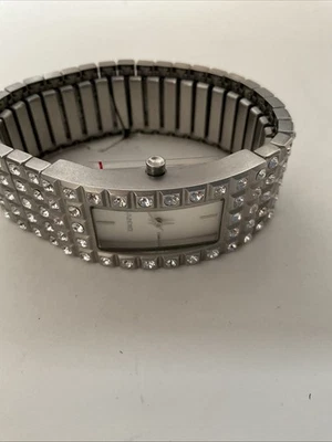 DKNY “Glitz” Women’s Wrist Watch Silver Stainless Steel w/Baguette Crystals - Image 1 of 4