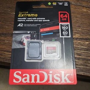 SanDisk Extreme 64GB Micro SD V30 microSDXC Memory Card - SDSQXA2-064G-GN6MA - Picture 1 of 2