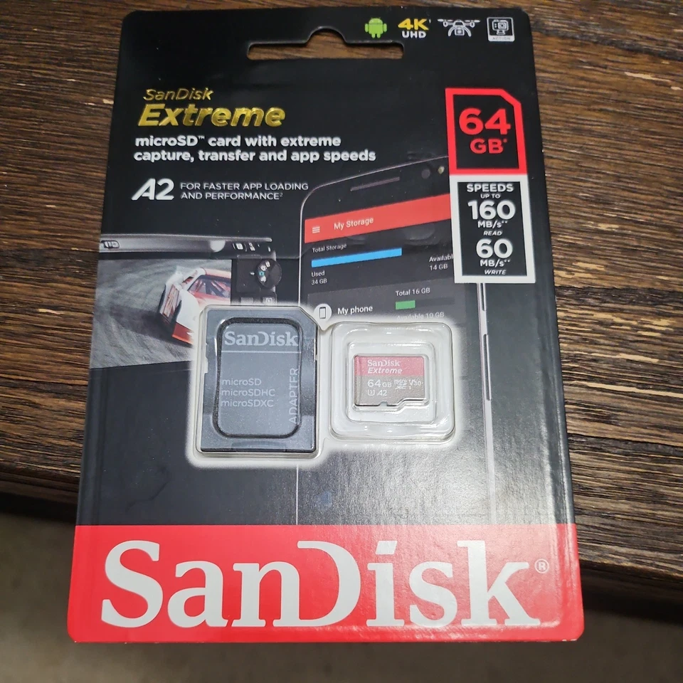 SanDisk Extreme 64GB Micro SD V30 microSDXC Memory Card - SDSQXA2-064G-GN6MA - Image 1 of 2