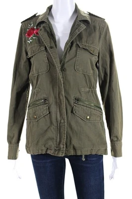 Velvet by Graham & Spencer Womens Green Cotton Floral Parka Jacket Size XS Foto 1 de 4