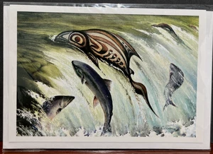 Sue Coleman Schild Druck Kunstkarte/Umschlag First Nations Designs LACHSAUFLAGE - Bild 1 von 4