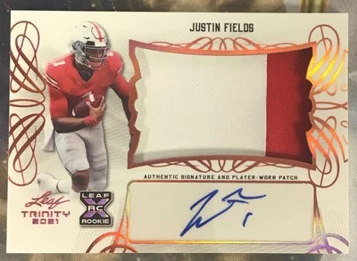 Justin Fields 2021 Leaf Trinity Two Color Patch Auto RC - Image 1 of 2