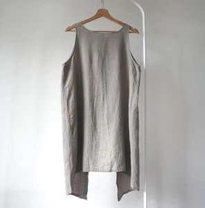 Sarah Pacini Open Back Leinen Tunika Kleid Natur Lagenlook Made in Italy M (P21) - Bild 1 von 6