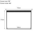 72/84/100/120inch Motorised Electric Projector Screen Home Cinema 4:3 Projection