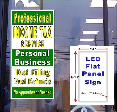 Professional Income Tax Service Personal and Business Led  lightbox window sign - Image 1 of 4