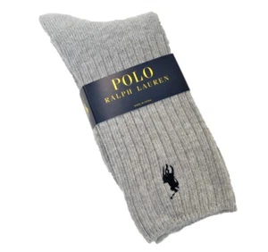 Ralph Lauren Polo Pony Damen Stiefelsocken Baumwollmischung Rippstrick meliert grau NEU - Bild 1 von 1