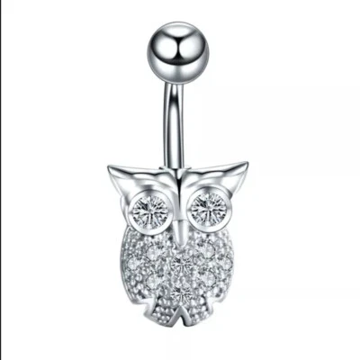 Piercing Ombelico Curvo in Acciaio Banana con GUFO Zirconi Strass Donna Ragazza  - Immagine 1 di 2