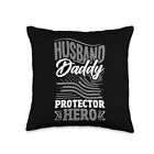 Husband Daddy Protector Hero Fathers Day Camo American Flag Throw Pillow