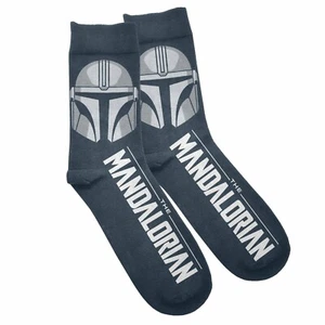 127021 STAR WARS THE MANDALORIAN HELMET BLACK POLYCOTTON MENS SOCKS ONE SIZE - Picture 1 of 1