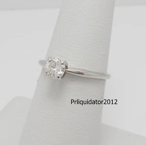 1/2CT Natural Round Diamond Solitaire Engagement Wedding Ring 18K White Gold - Picture 1 of 13