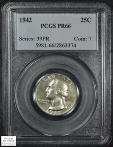 1942 Proof George Washington Silver Quarter 25C PCGS PR 66 - Picture 1 of 5