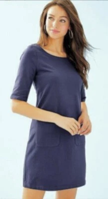 Mini Vestido Lilly Pulitzer Lilah True Navy Bolsillo Dorado Botones Cambio Talla XS Foto 1 de 4